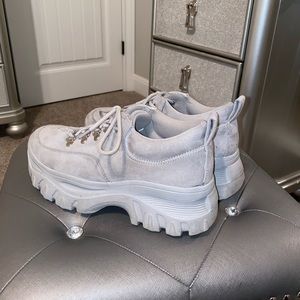 Grey Flatform Chunky Hiker Sneakers